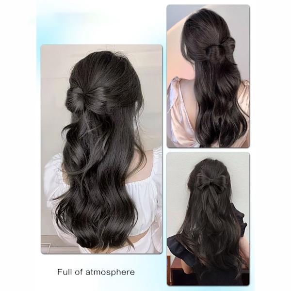 Ponytail Peruk Clip Bowknot Halvband Peruk Clip SVART black