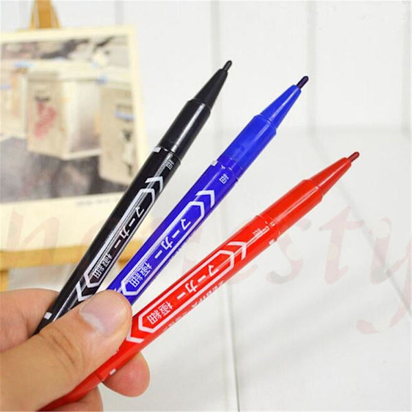10 Stk Dobbelt Tip Pen Oily Pen SORT Black