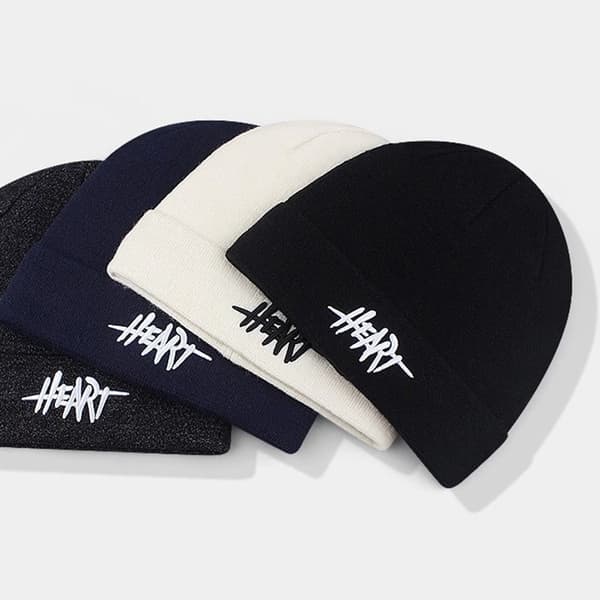 Fleece Lämmin Hat Cuff Knit Beanie MUSTA black