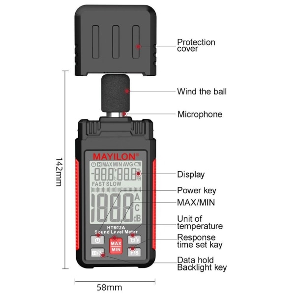 Decibel Meter Digital lydniveaumåler SPL Meter