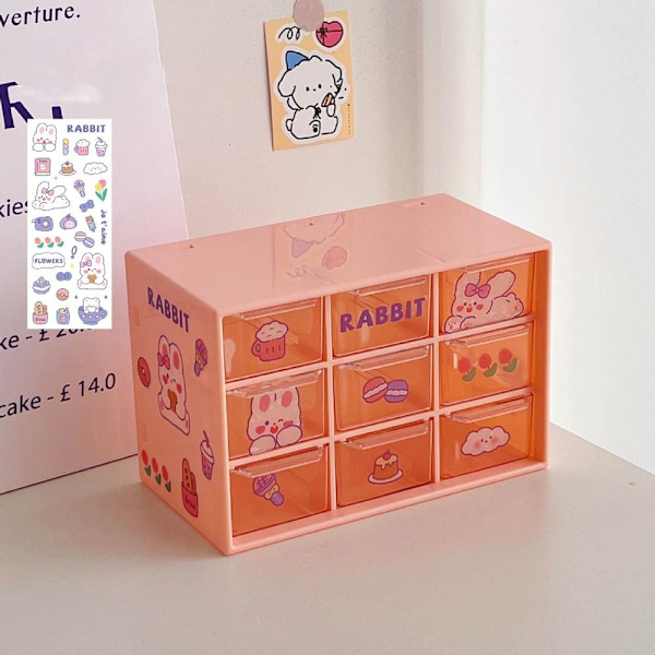 Storage Box Desktop Organizer 9 GRIDS PINK 9 GRIDS PINK 9 grids pink