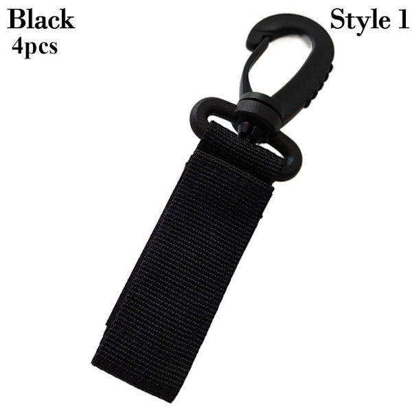 4 stk Webbing ryggsekk stropp Quickdraw karabiner SVART STIL 1 Black Style 1-Style 1