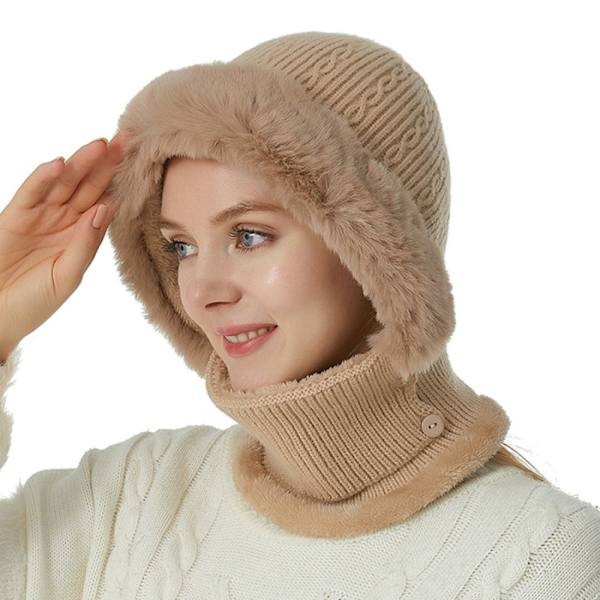Strikket Hat Face Cover Halshætter KHAKI khaki