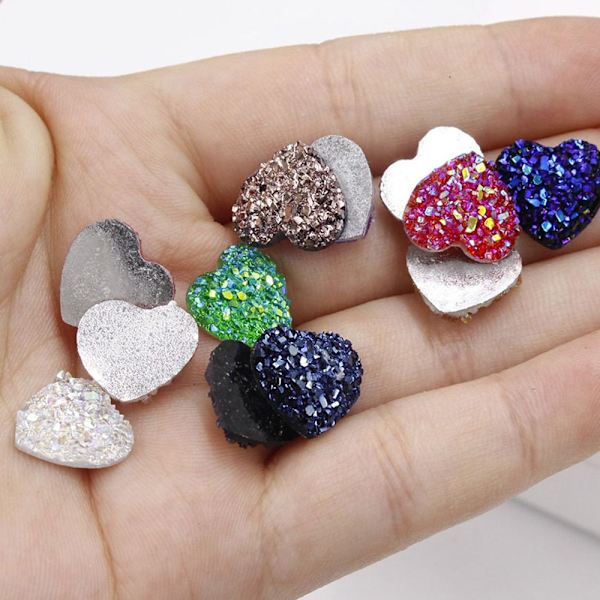 12 mm 100 stk Glitter Heart Rhinestone Flatback Applique 2 2 2