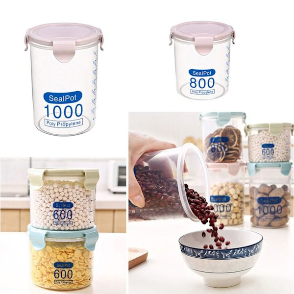 2 Stk Fødevarekonservering Beholder Korn Korn Krukke BLÅ 1000ML Blue 1000ML
