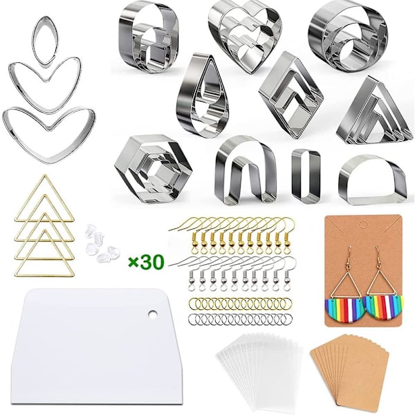 132 st/set Polymerlera-Utstickare Örhänge-Utstickare Bakformar