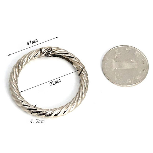5 stk Spring Runde Ringe Taske Bæltespænder SORT 41MM Black 41mm