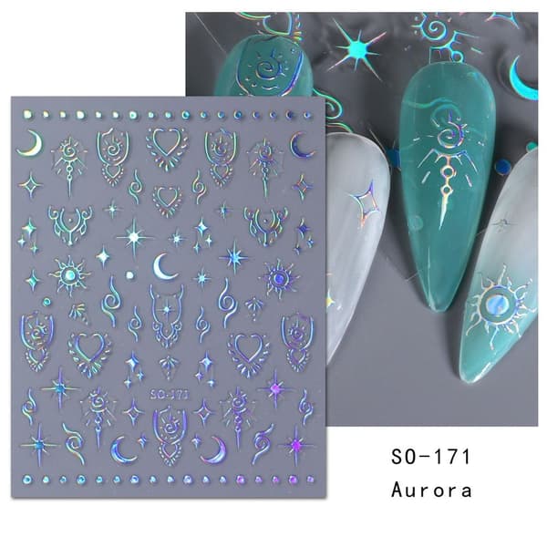 5 kpl / set Nail Sticker Slider Decals SILVER SILVER Silver