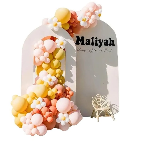 141PCS Coloful ballongbåge Tecknad Daisy Flower latexballonger