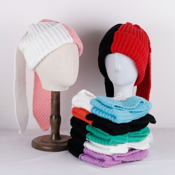 Strikket uldhue Warm Tide Hat RØD OG SORT RØD OG SORT Red and Black