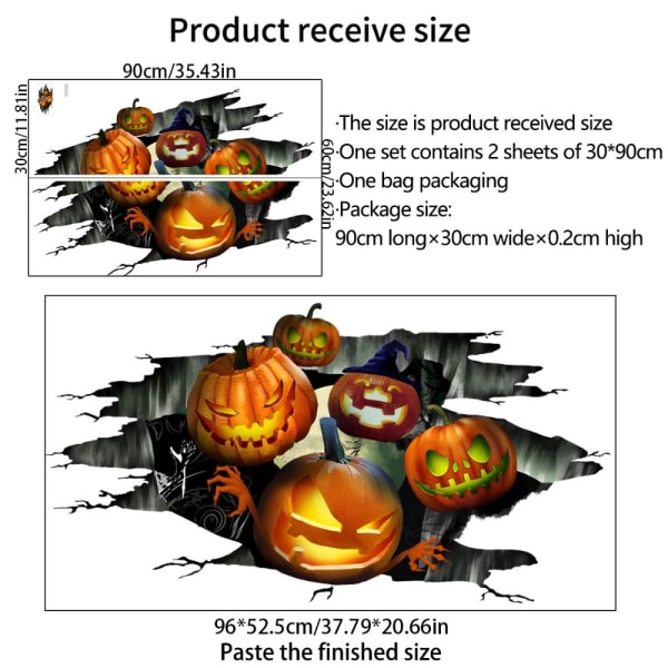 Halloween Gulvklistremerker Skremmende gresskardekaler Gulvklistremerke