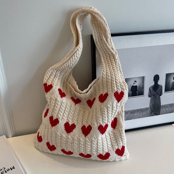 Strikkede håndvesker skulderveske KHAKI Khaki
