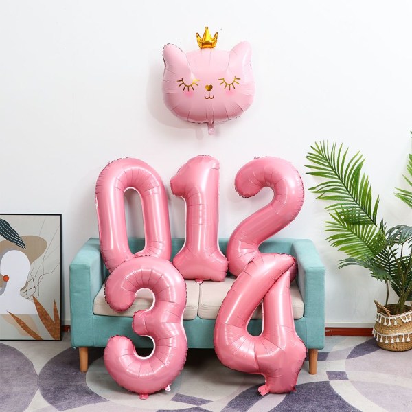 2st/ set Big Cat Head Balloon Folieballonger NUMMER 0 Number 0