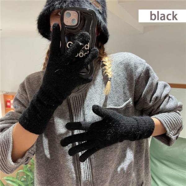 Villaiset käsineet Pitkät rannekäsineet MUSTA black