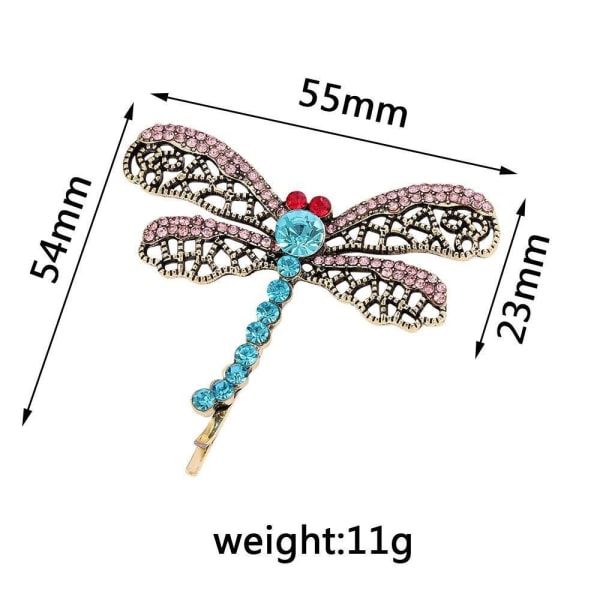 Dragonfly Hair Clip Crystal Hårnål Dame Hodeplagg