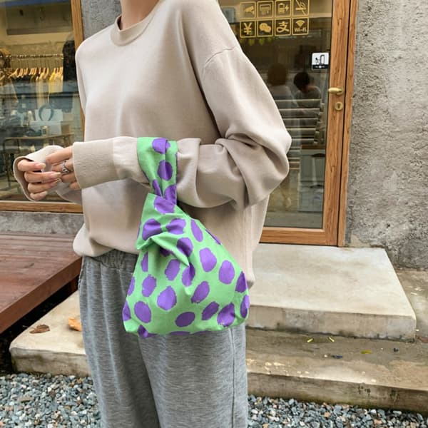 Knit Handbag Kangaskassi SININEN Blue