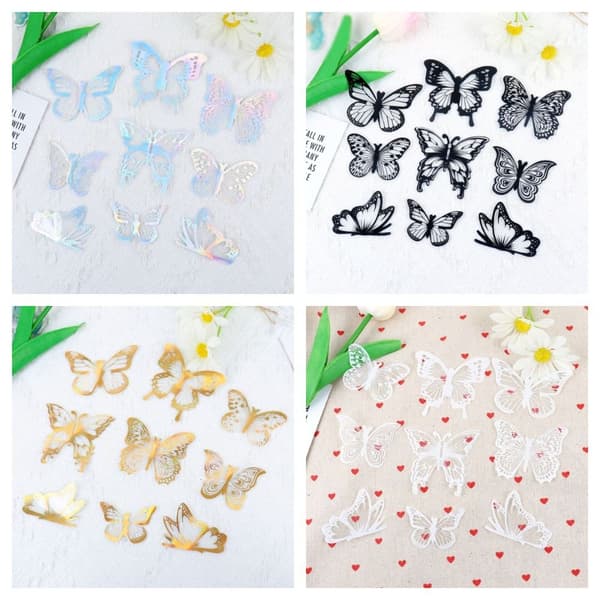 45 kpl 3D Butterfly Cupcake Decorations Butterfly Cake Black