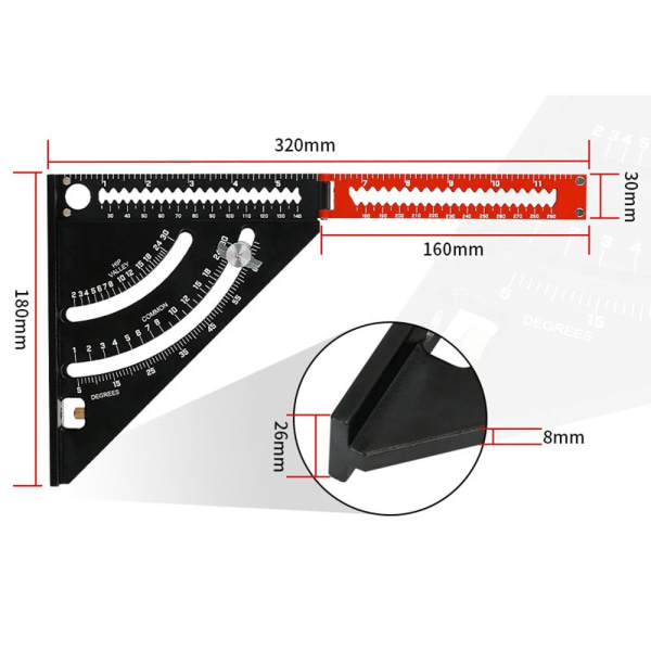 Folding Triangle Linjal Firkanter Linjal Vinkel Gradestokk