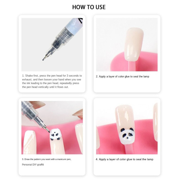 Nail Art Ritpenna Graffiti Gel Penna VIT 0,5MM 0,5MM WHITE 0.5MM-0.5MM
