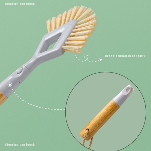 Borste Diskdisk Rengöringsborste Set Pot Brush Grey