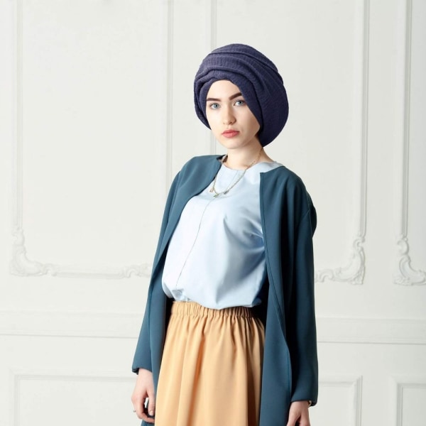 Crinkle Skjerf Vanlig Hijab NAVY BLÅ Navy blue