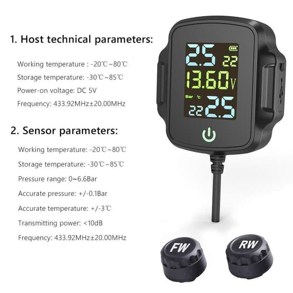 Motorcykel TPMS Däcktrycksövervakningssystem