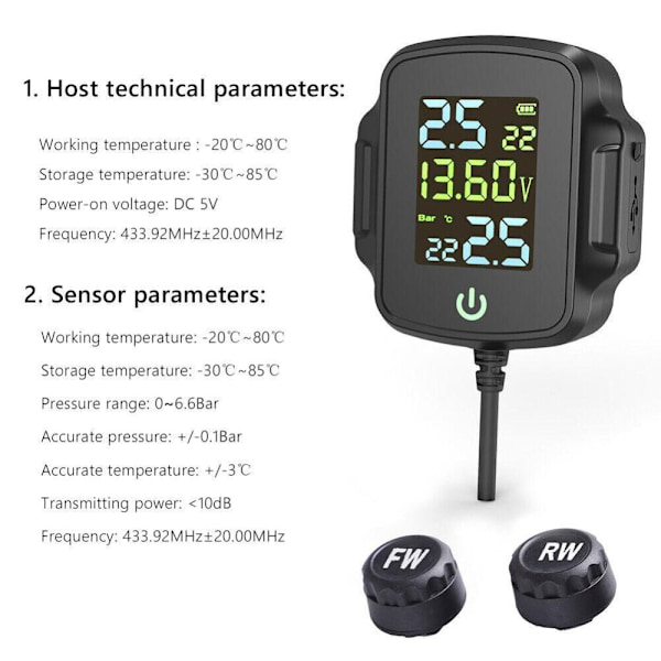 Motorcykel TPMS Däcktrycksövervakningssystem Däck