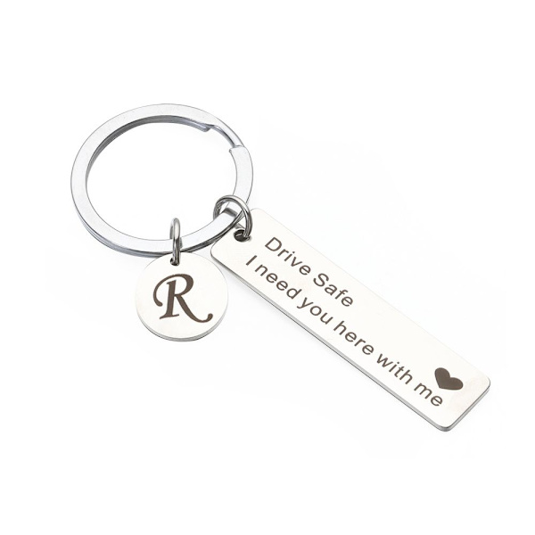Drive Safe Keychain A-Z 26 Initials Bokstäver Nyckelring R R