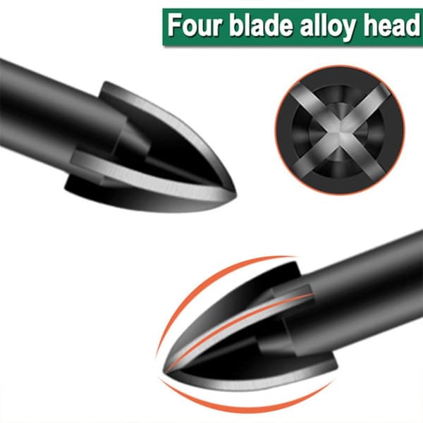 4ST Kakelborrspets Set Keramisk Twist Drill Bits Glas Punch