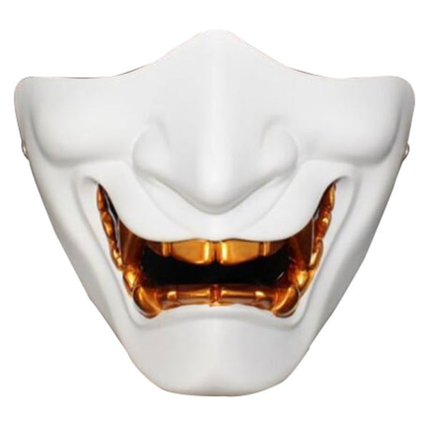 Cosplay Mask Peli Half Face Airsoft Oni Mask Halloween Mask white