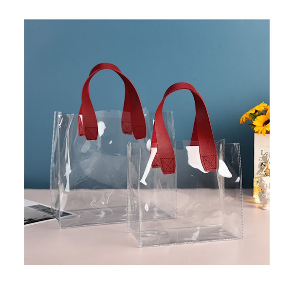 Gennemsigtig mulepose Gennemsigtige indkøbstasker SSMALL RED SMALL RED SSmall Red