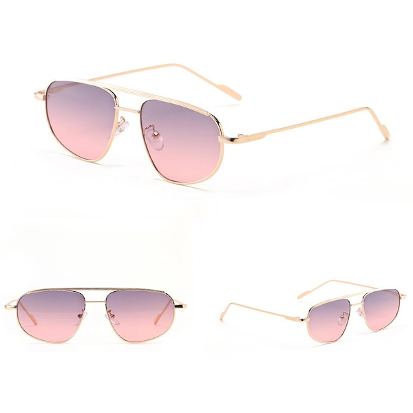 Retro solglasögon för kvinnor Irregular Square Frame GOLD-TEA Gold-Tea