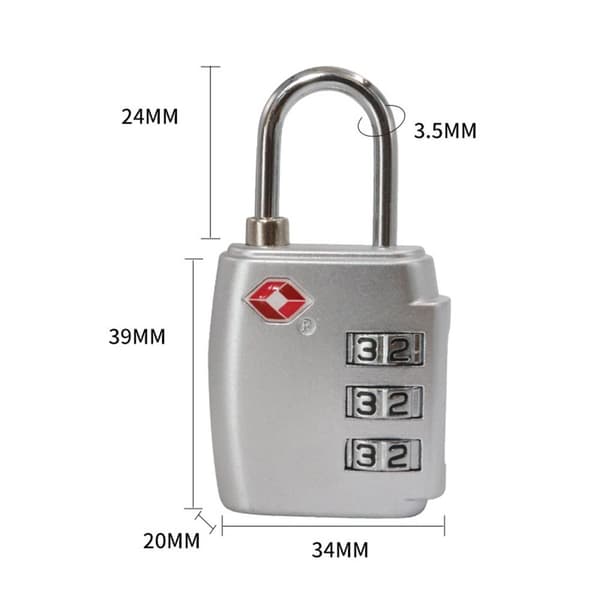TSA Customs Code Lock Bagage Lösenordslås SVART Black