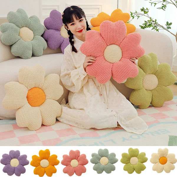 Pink Daisy Pillow Throw Tyyny KELTAINEN Yellow