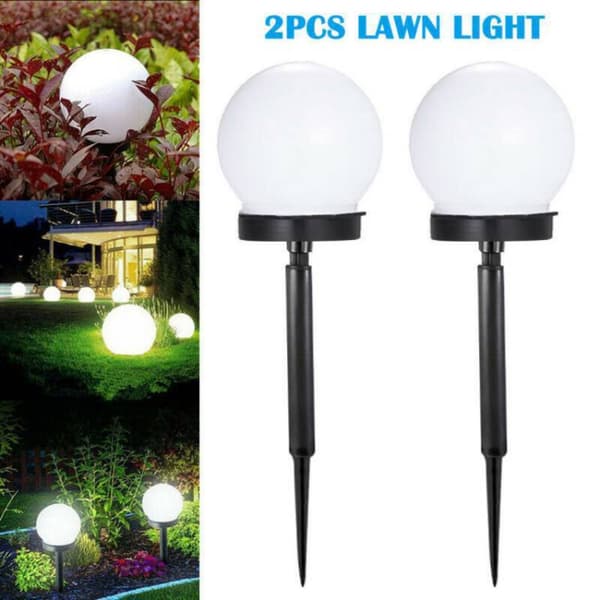 2stk Garden Globe Lamper Solar Light HVIT LYS HVIT LYS white light