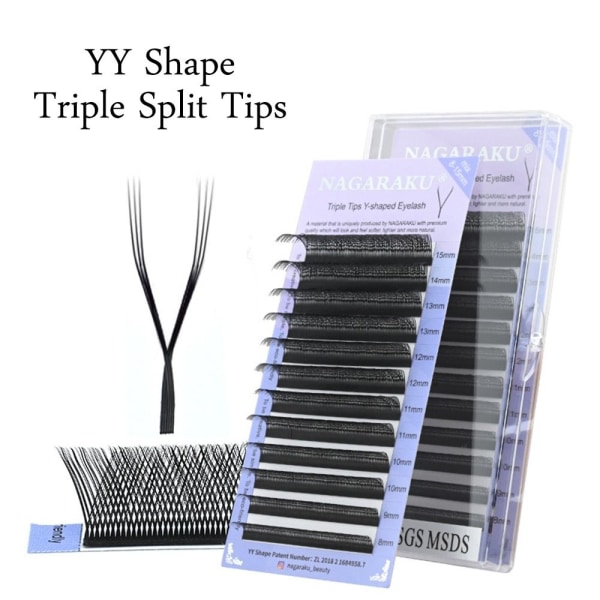 YY Shape Triple Split Tips MIX 8-12MMCURL DD CURL DD Mix 8-12mmCurl DD