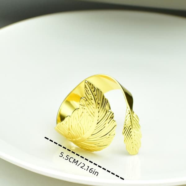 12 st Servettring Metall Willow Leaf Gold Leaf Servettringar