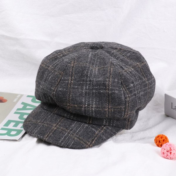 Kahdeksankulmaiset cap maalari Newsboy lippalakit naiset baretti GREY 1 grey 1