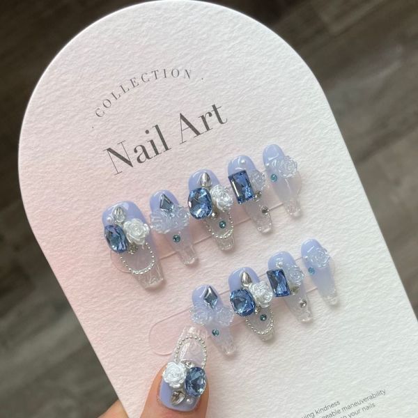 Pure Manual False Nail Fake Gradients Handgjorda naglar M M