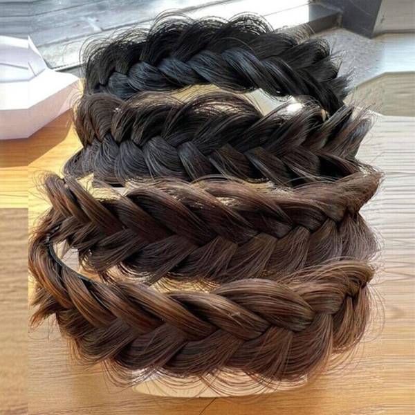 Fried Dough Twists Braid Braid Head Hoop LYS BRUN light brown