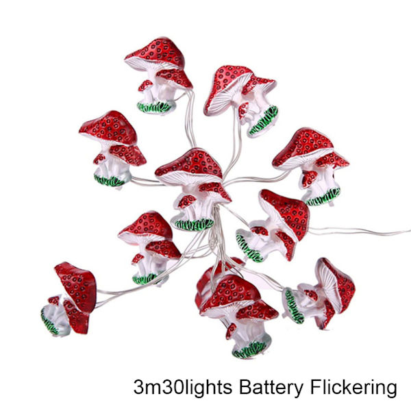 3D Mushroom Lamp String Lamper Mushroom 3M BATTERIFLIMKER 3M 3m BatteryFlickering