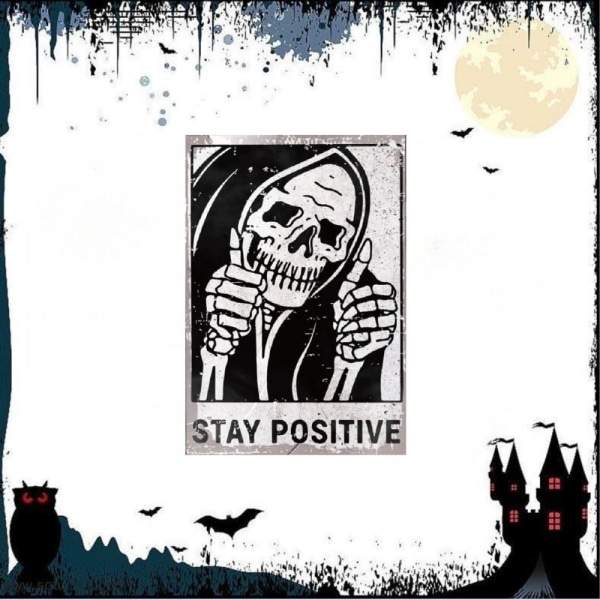 Vintage Skull Wall Sisustus Pysy positiivisena merkki Hauska Vintage