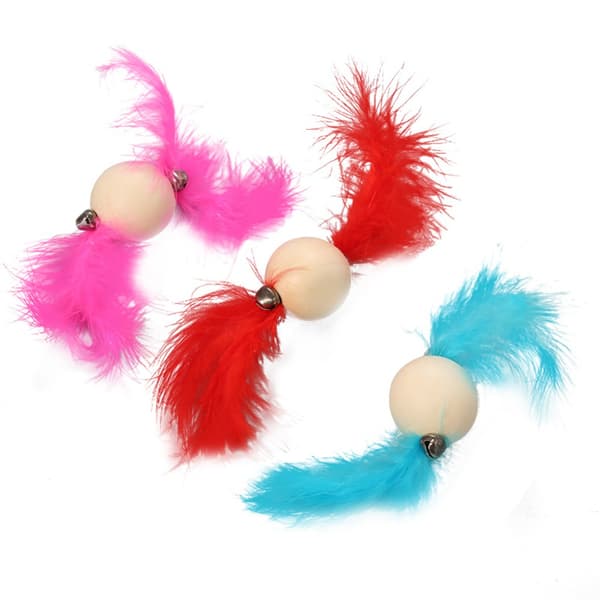 Cat Ball Toy Kitten Activity Interactive Stick Cat Bell Color Random