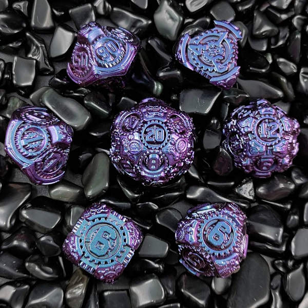 7 STK metal terninger sæt terninger LILLA purple