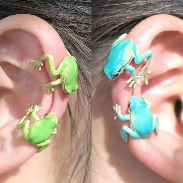1 Par Frog Øreringe Animal Ear Studs STIL 1-PIERCED STIL Style 1-Pierced