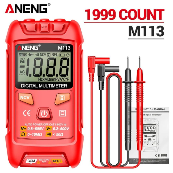 Digitalt multimeter spændingsmåler RØD Red