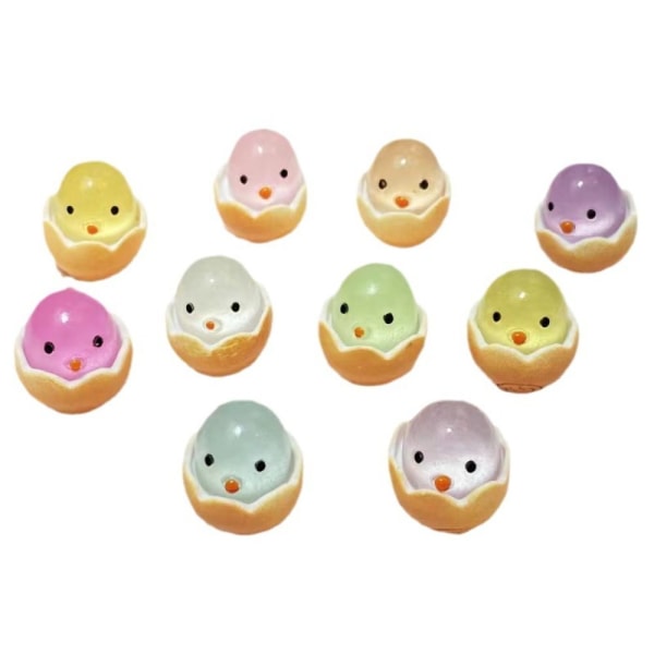 10 STK Mini Luminous Chicken Ornament 3D Eggshell Chick Toys