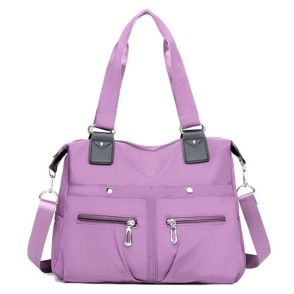 Stor kapacitet Skuldertaske Vandtæt Multi Pocket Kvinder Tote Nylon taske Grey