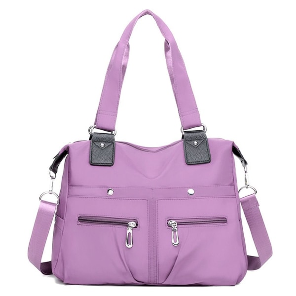Stor kapasitet Skulderveske Vanntett Multi Pocket Dame Tote Nylon Bag Black