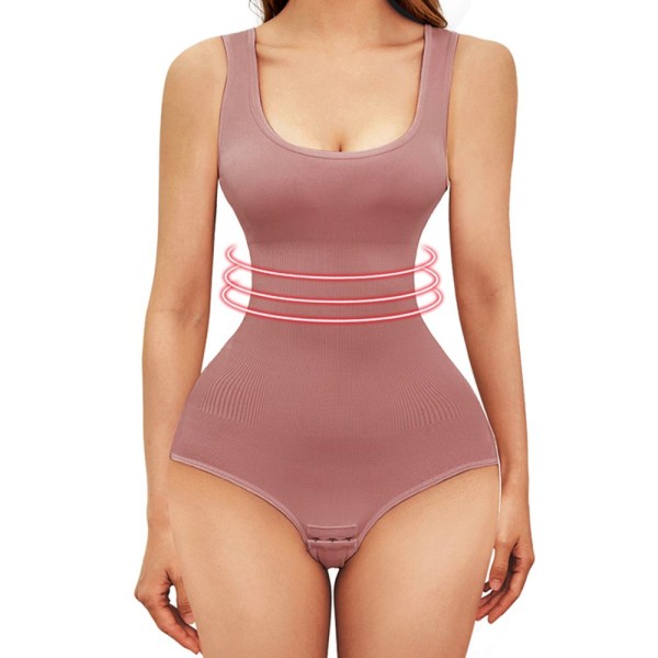 Sömlös Dam Bodysuit Shapewear BEIGE 5XL Beige 5XL
